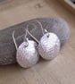 Sterling silver disc earrings, Leaf texture pattern - Image 5