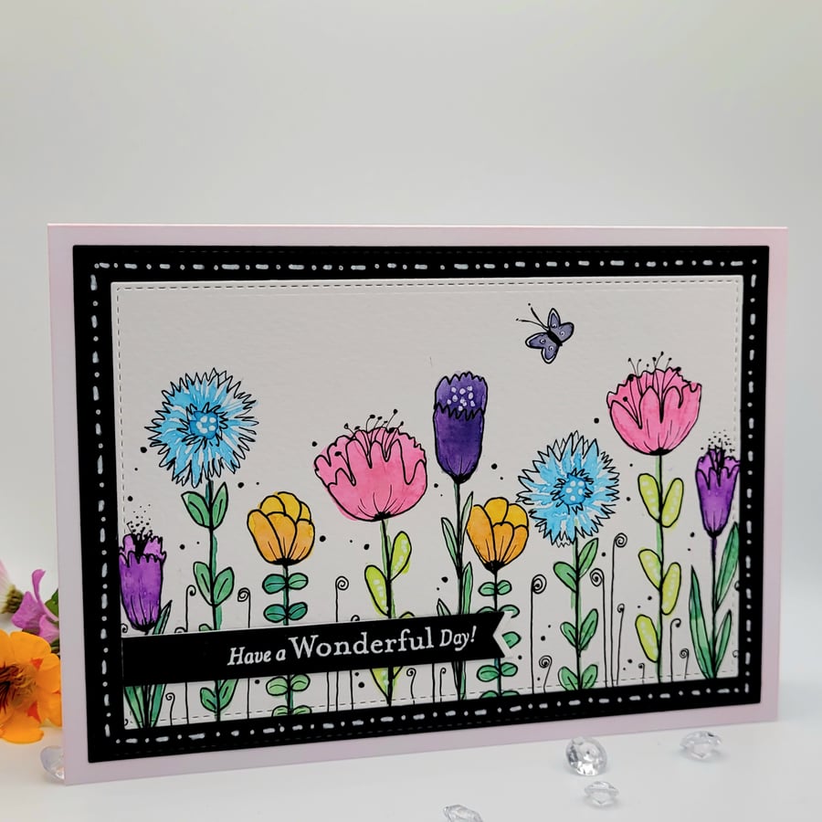  Greeting Card - doodle flower blank cards birthday mother's day 