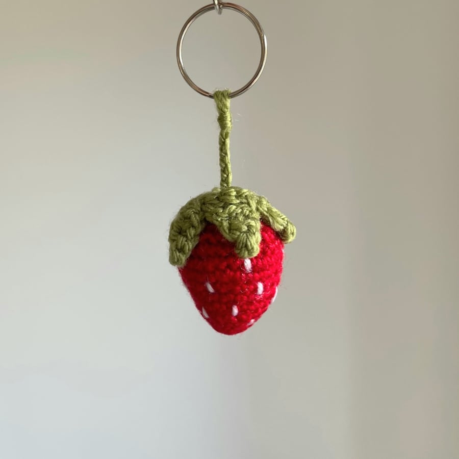 Strawberry Crochet Keyring
