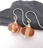 lampwork glass orange speckled earrings - Image 1