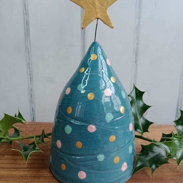 Large teal Christmas tree ornament