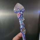 Crystal wooden wand, cosplay fantasy handcrafted wand.