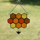 Stained Glass 10-Piece Honeycomb & Bumble Bee Suncatcher