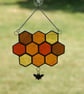 Stained Glass 10-Piece Honeycomb & Bumble Bee Suncatcher