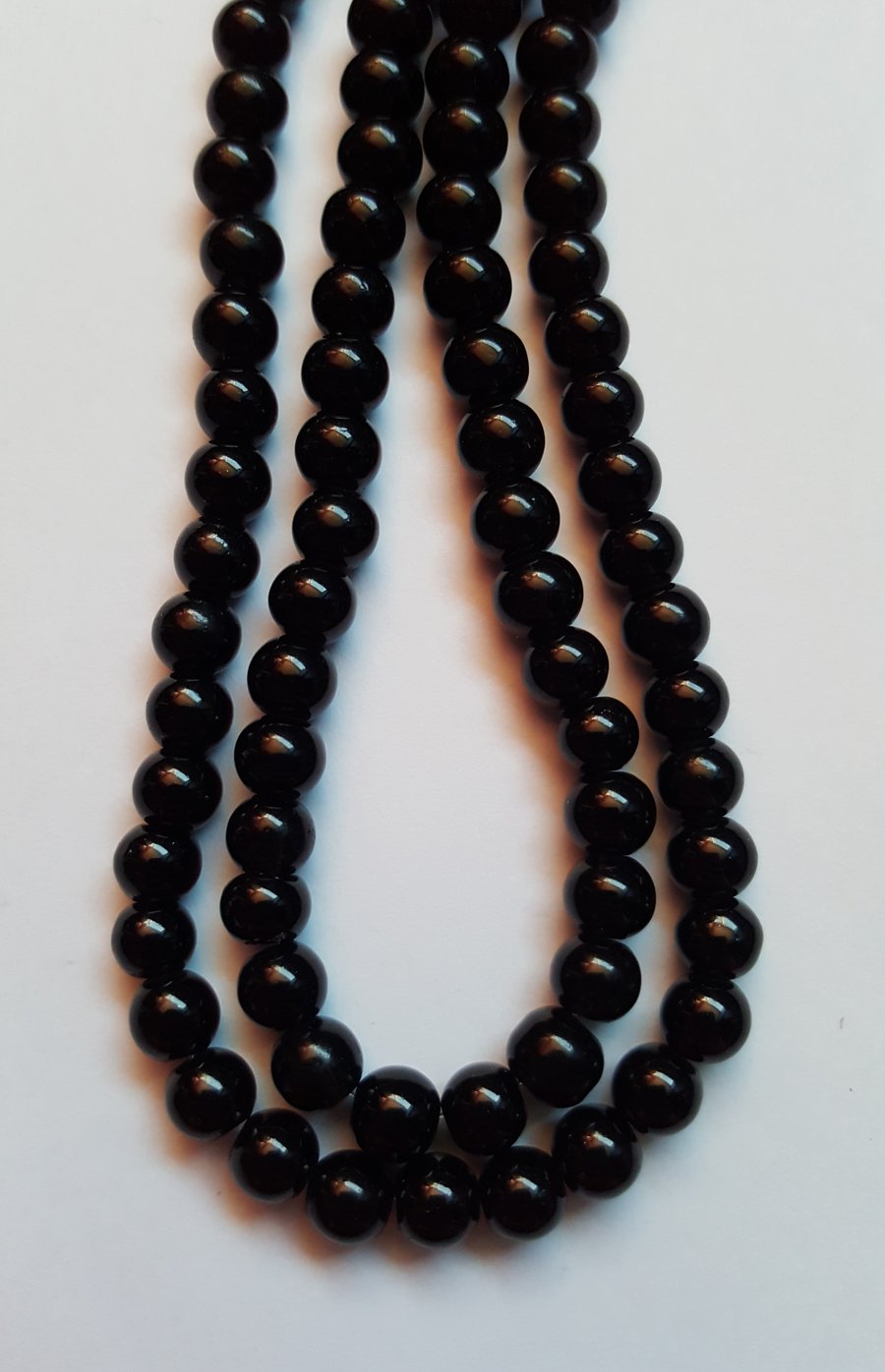 50 x Baked Glass Beads - Round - 6mm - Black 