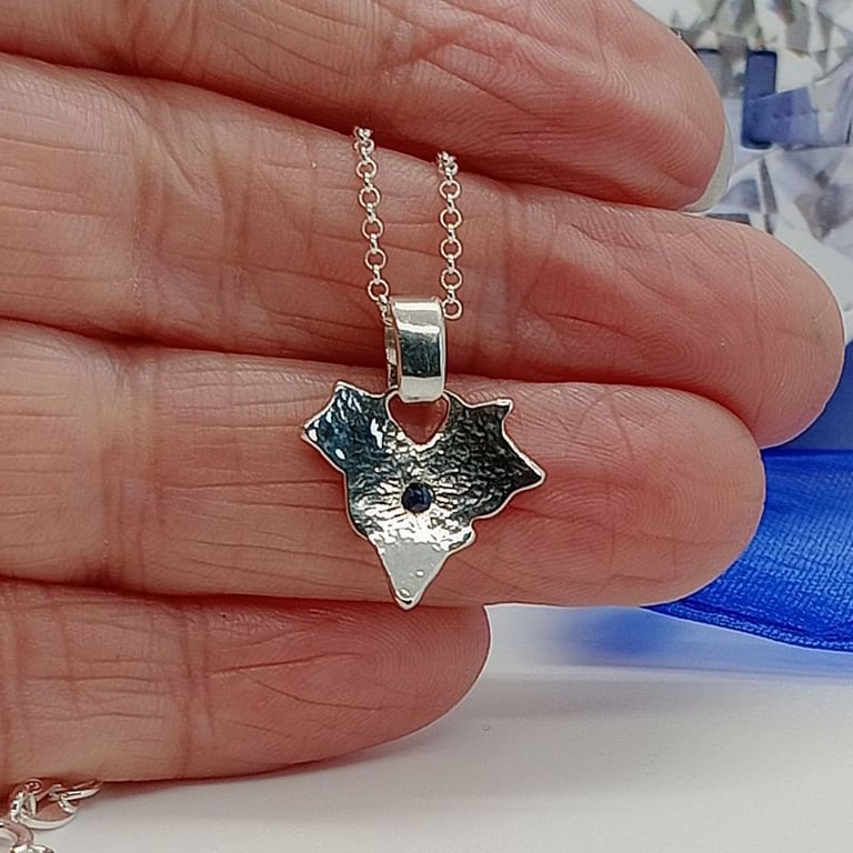 Sapphire Ivy Leaf Pendant Sterling Silver