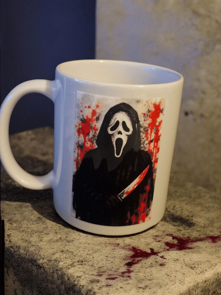 New Ghostface Mug Scream Scary Movie Fan Art Horror Movie Water Colour