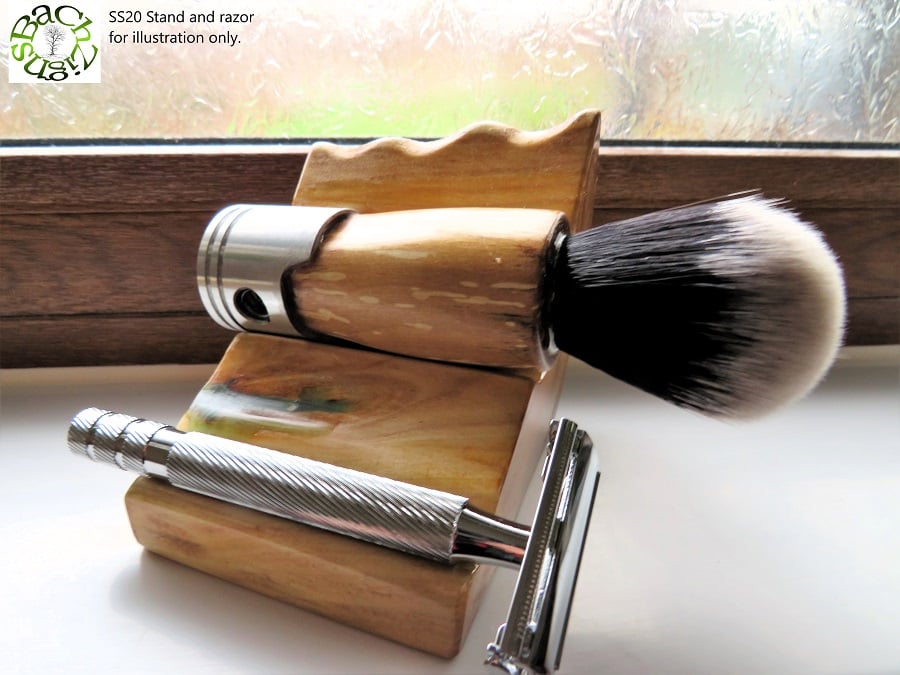 Handcrafted Shaving Brush in Spalted Beech wood with Aluminium Piston