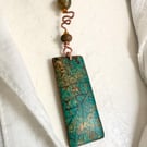 Hand-Printed Leaf Print Mixed Media Pendant
