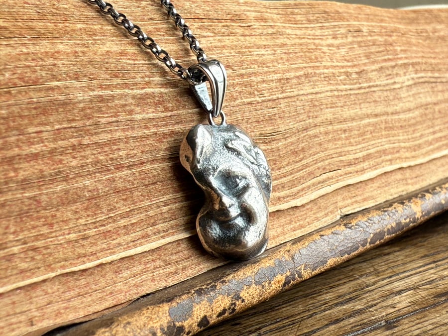 Sterling Silver Dolls Face Fragment Necklace Mudlarking Find