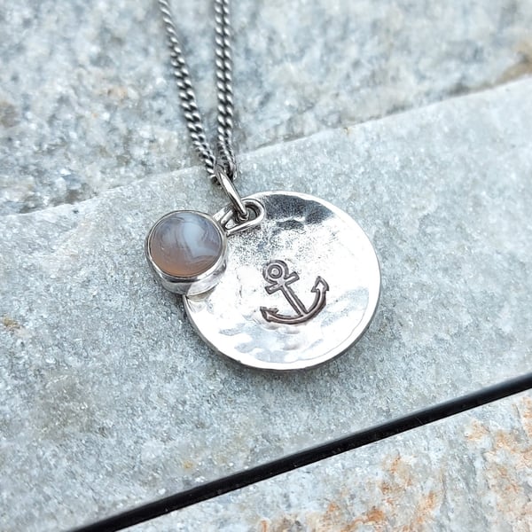 Hebridean Agate Personalised Handmade Scottish Large Domed Disc Necklace