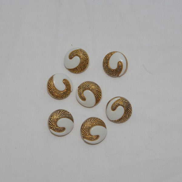 Buttons White and Gold Retro Style