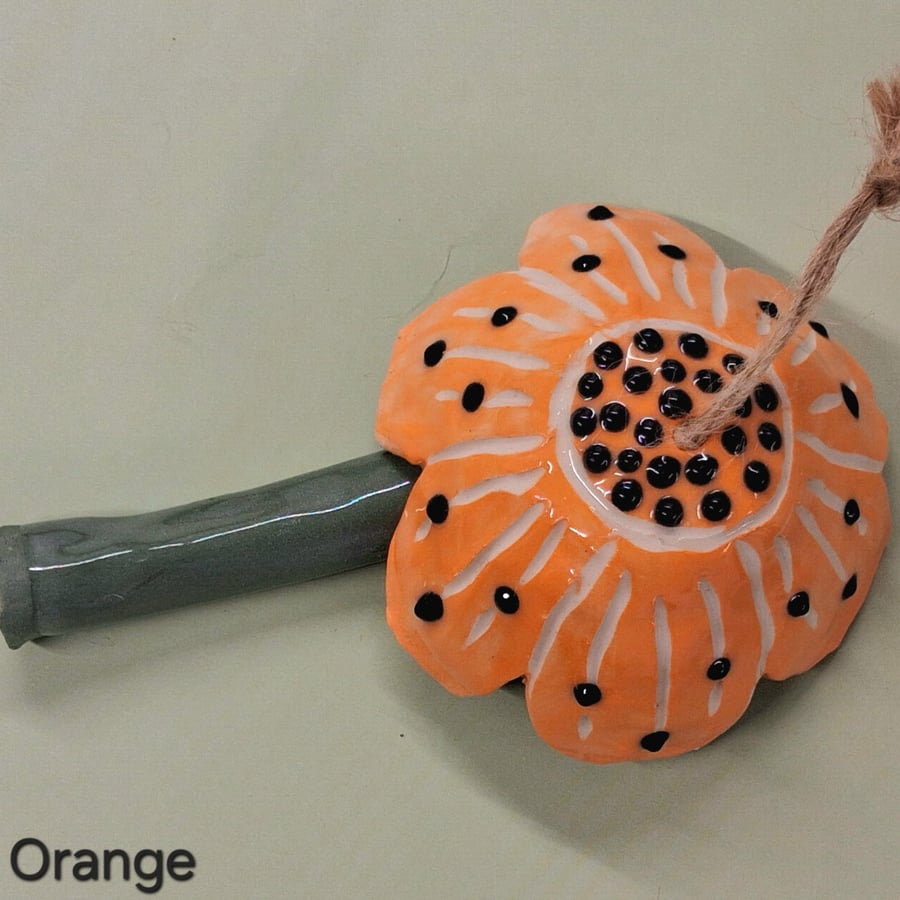 Ceramic flower bell, orange 