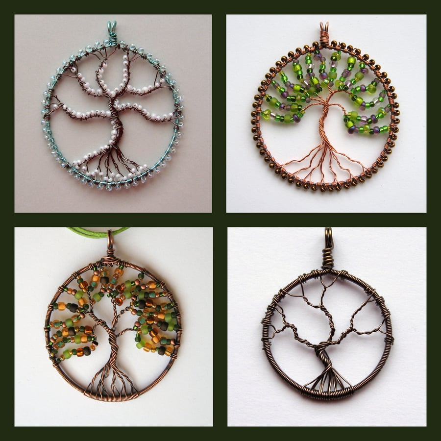 Custom Tree of Life pendant (round) wire-worked and beaded if desired