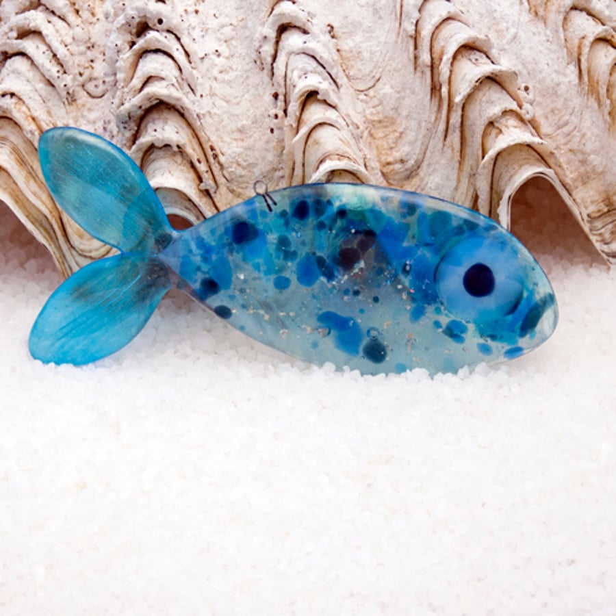 Sparkly Fused Glass Fish Decoration