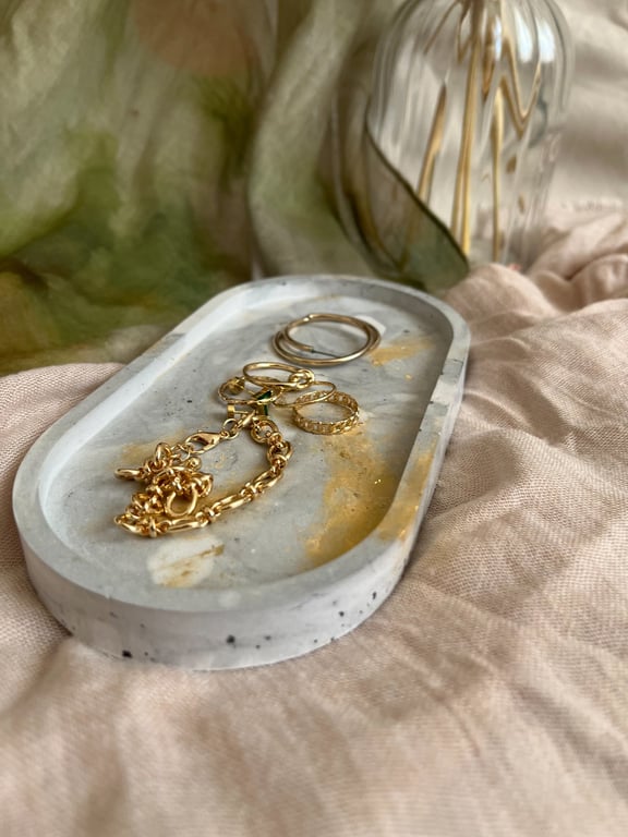 Earthy Grey Marble Effect Trinket tray