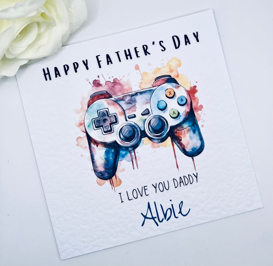 Personalised Fathers Day Card Gaming Dad card