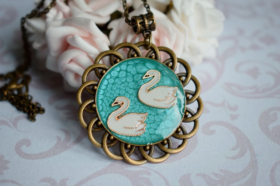 Swans Pendant Necklace