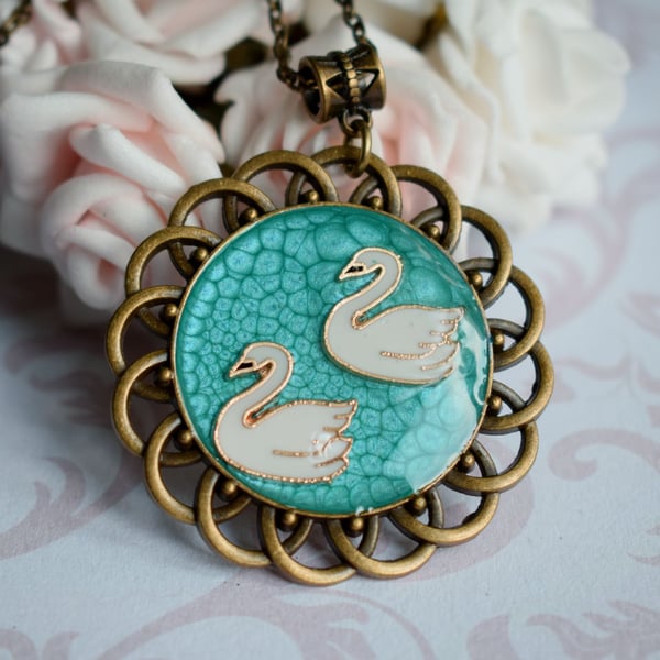 Swans Pendant Necklace