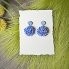 Blue & Lilac Hydrangea Flower Polymer Clay Earrings 