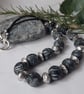 Handmade jewellery, black and silver statement necklace - Image 2