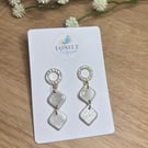 Pearl Dangle Polymer Clay Earrings - Handmade Jewellery 