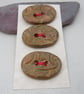 3 Medium Oval Grassland Green Brown Brocade Pattern Ceramic Buttons - Image 1