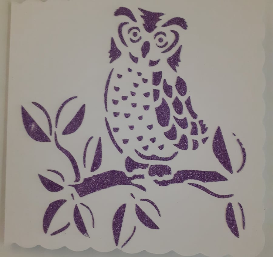 Handmade Owl on a Branch Greetings Card