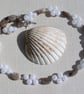 Coffee Agate & Clear Quartz Gemstone Beaded Necklace "Caramel Sparkle" - Image 2