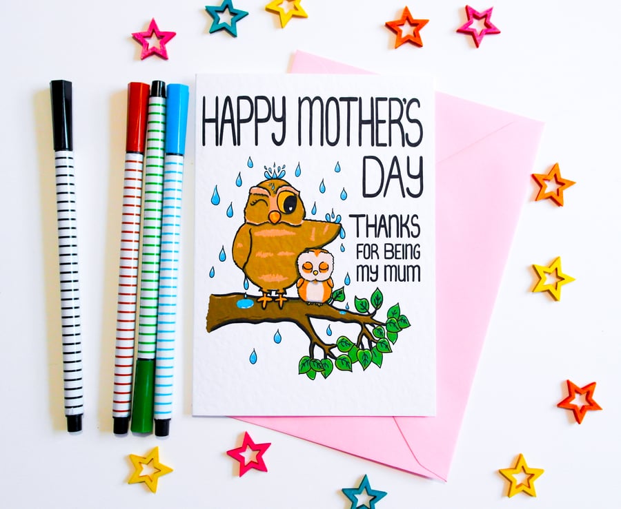 Happy Mother's Day Thanks For Being My Mum Mother's Day Card