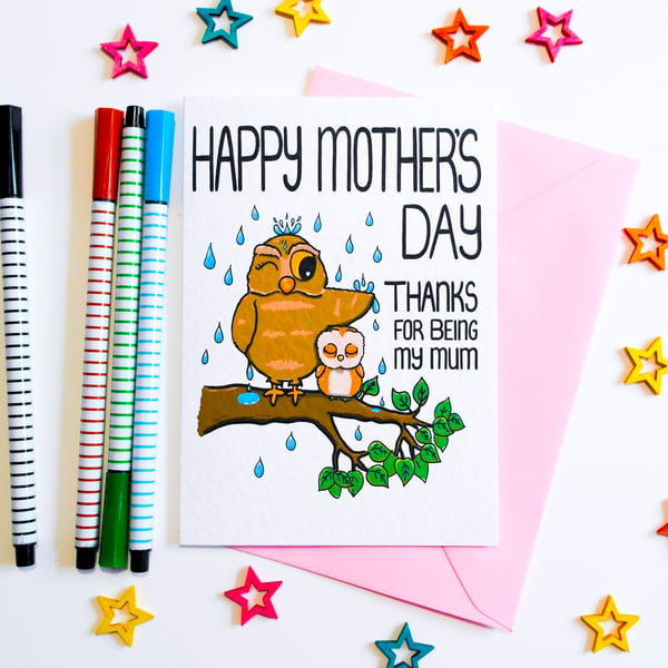 Happy Mother's Day Thanks For Being My Mum Mother's Day Card
