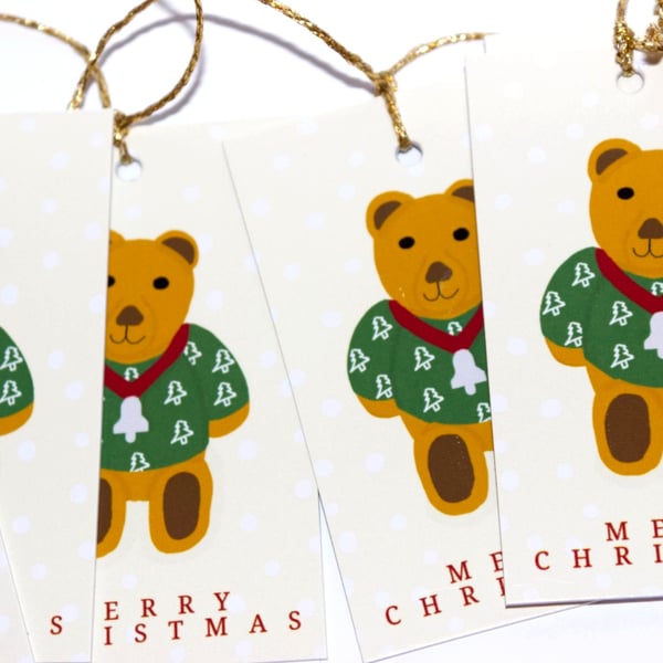 9 Pack Teddy christmas gift tags, gift wrapping accessory