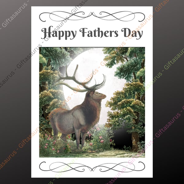 Personalised Fathers Day Card Wiccan Pagan Wiccan Gothic Fantasy Art  Stag