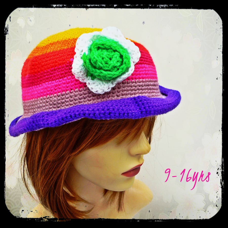 Teen Scruffy Crusher Hat Rainbow