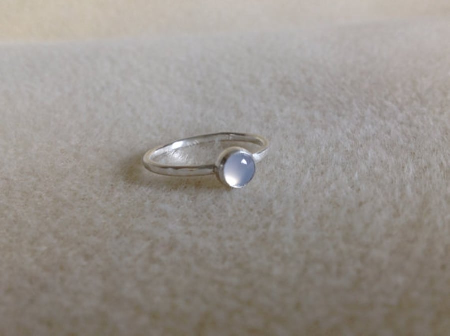 Natural Chalcedony Fine silver dainty ring