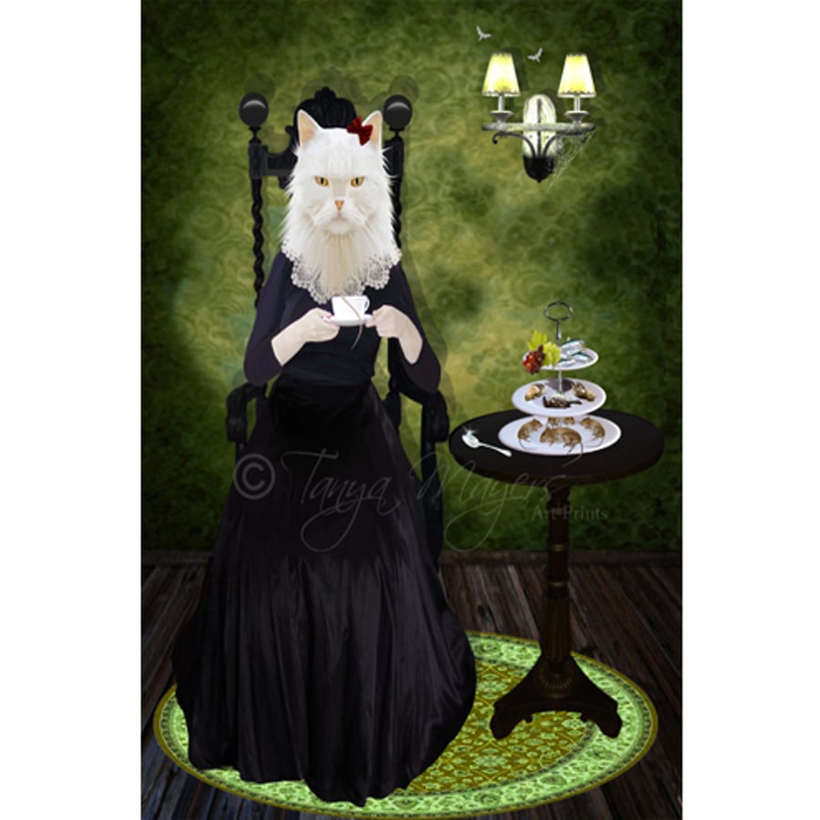Cat Art Print   - "Afternoon Tea"