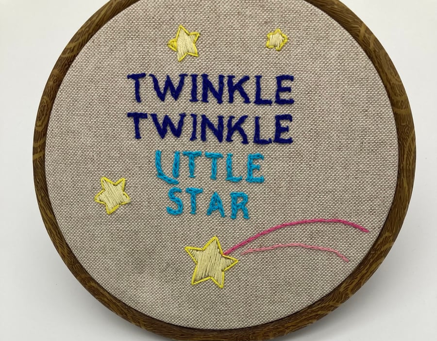 Hoop art Twinkle Twinkle Little Star hand embroidered picture 