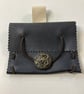 Small Pouch - Navy Blue Leather Medieval Style - Dragon closure FREE SHIP - Image 5