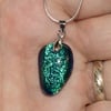 Deep Teal Dichroic Glass Pendant - 1199