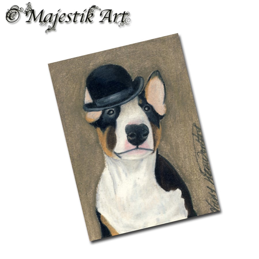 Archival ACEO English Bull Terrier 'Distinguished' By V Kenworthy