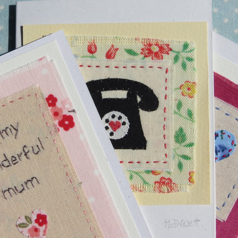 SPECIAL OFFER  three hand-stitched cards, old stock