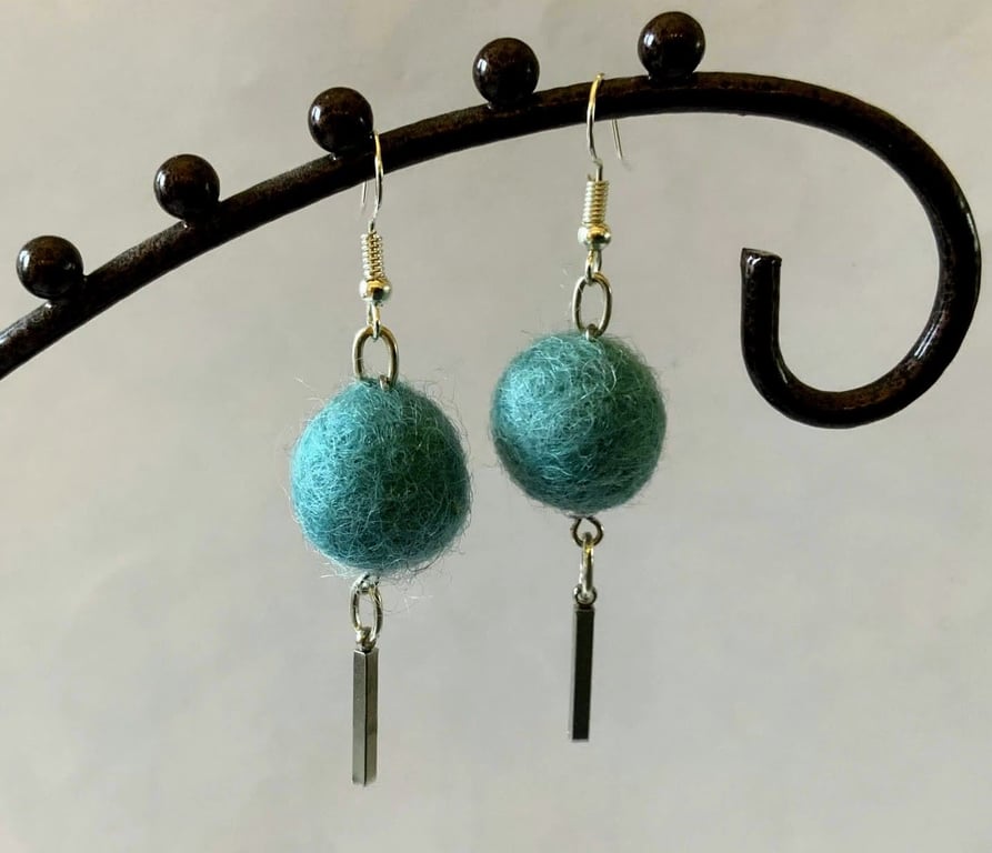 Merino wool ball earrings