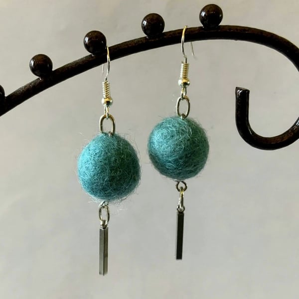 Merino wool ball earrings