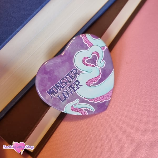 Monster Lover Heart Button Badge - Button Badges - Accessories