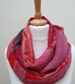 Sari silk double sided infinity scarf. Shades of burnt orange, burgundy, pink an - Image 5