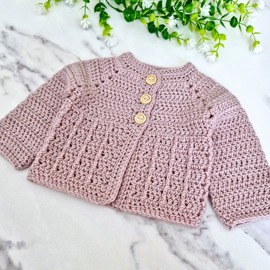 Newborn Neutral Crochet Baby Cardigan – Ready-To-Ship 