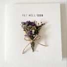 Handmade Get Well Soon 'Limonium Bouquet' Pressed Flower Greeting Card 