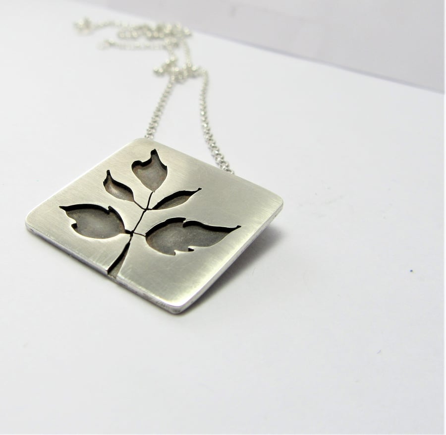 Elder Leaf Pendant - handcrafted recycled sterling silver pendant