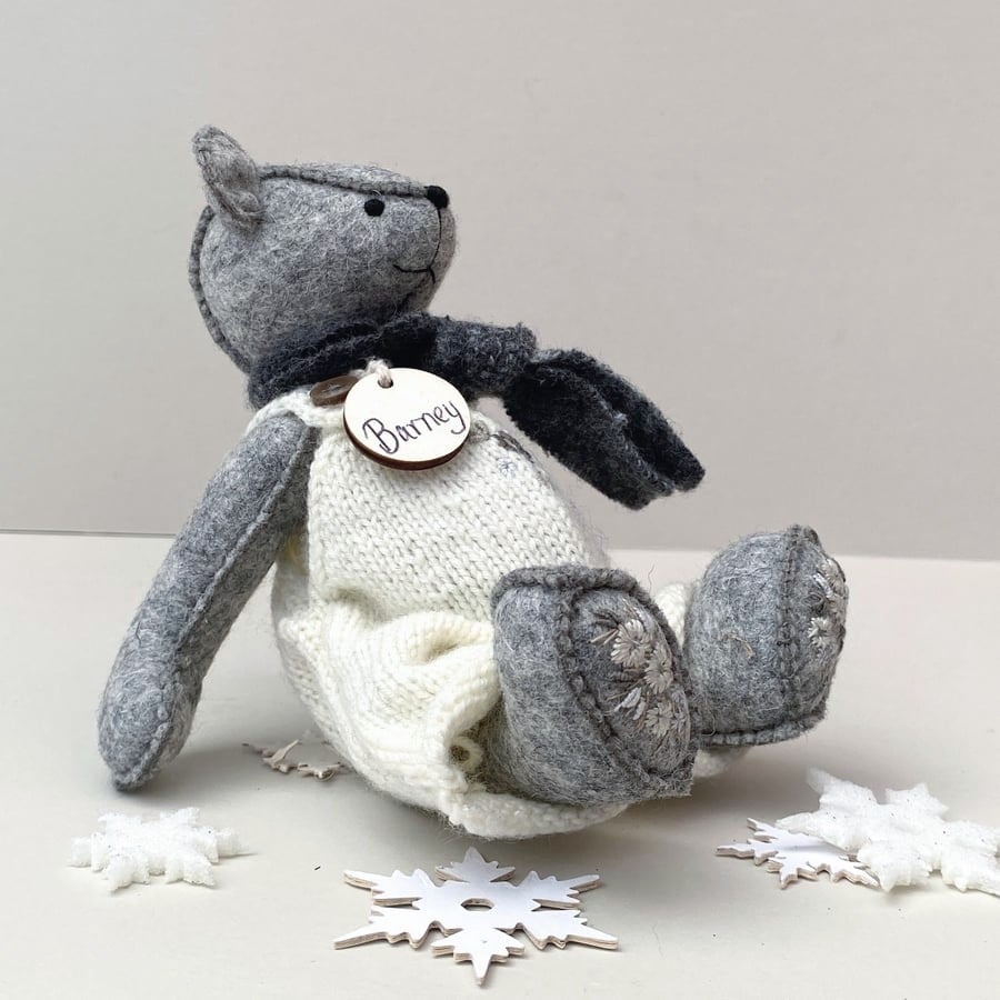 Teddy bear, dressed collectors teddy bear with hand embroidery, keepsake bear 