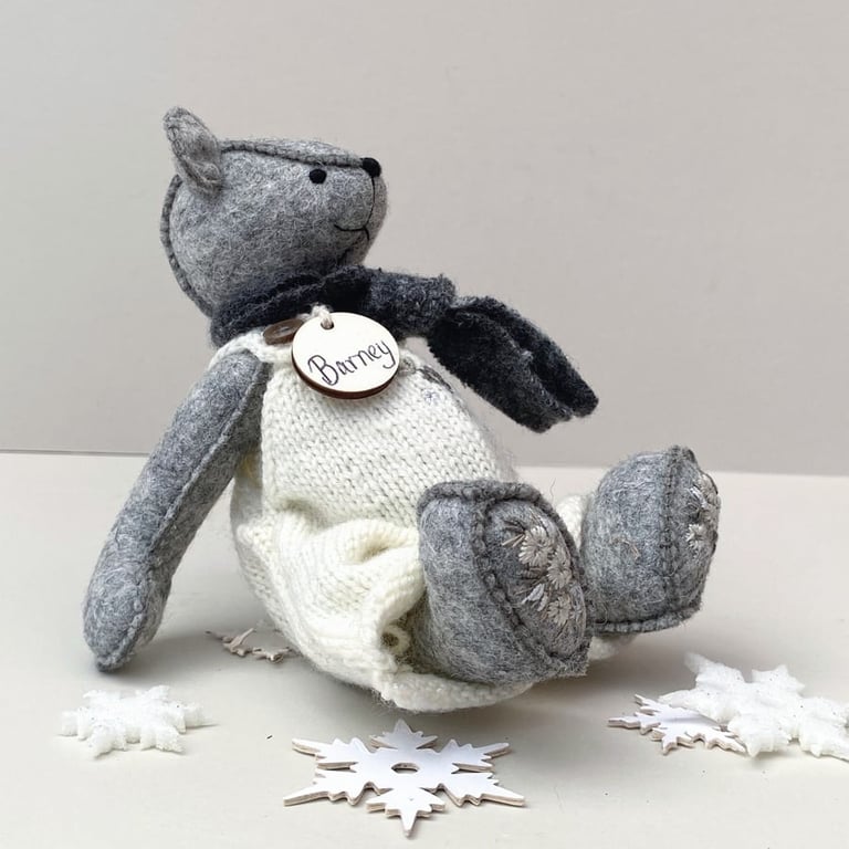 Teddy bear, dressed collectors teddy bear with hand embroidery, keepsake bear 